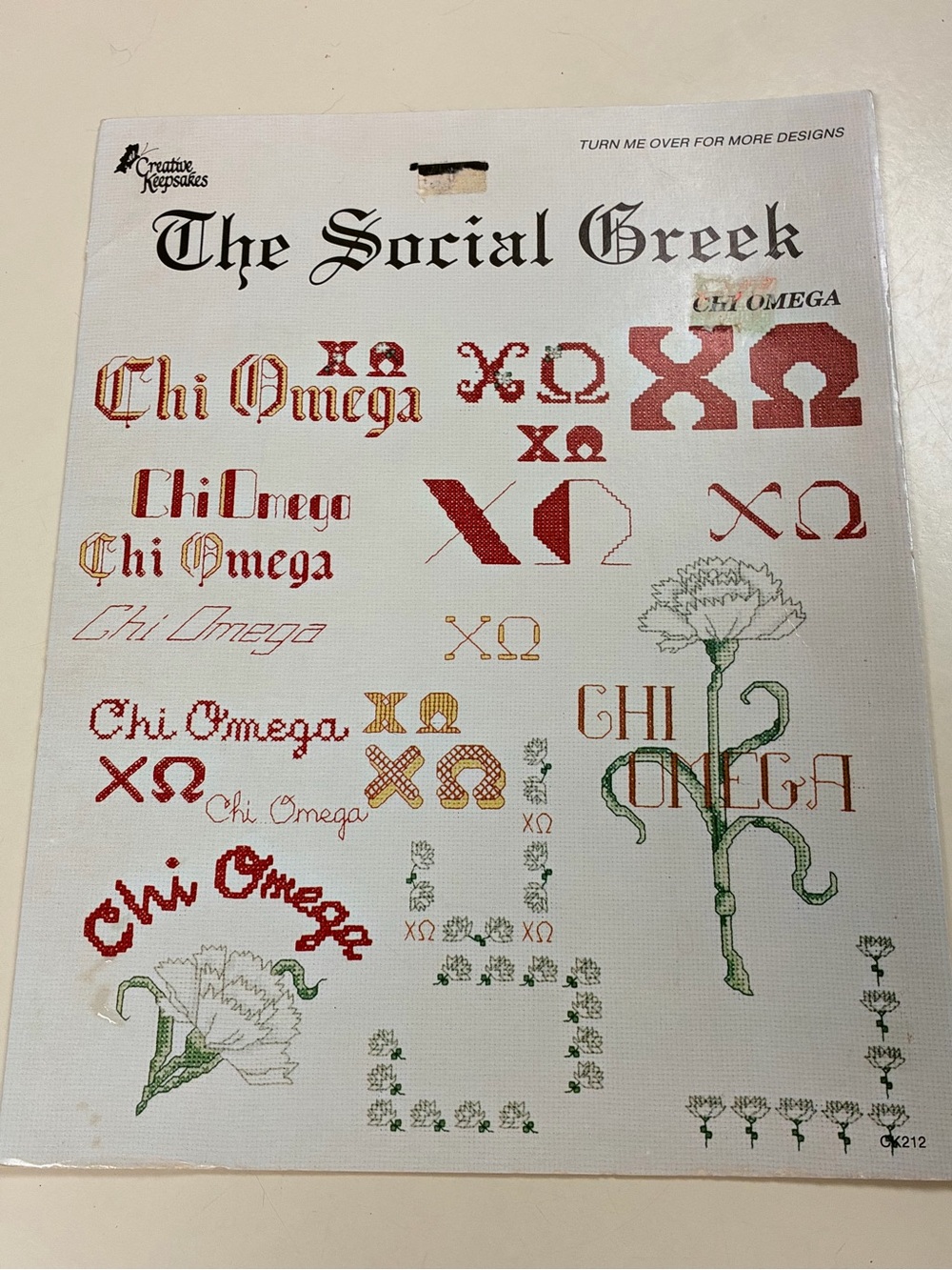 Chi Omega Sorority Counted Cross Stitch Patterns “The Social Greek”